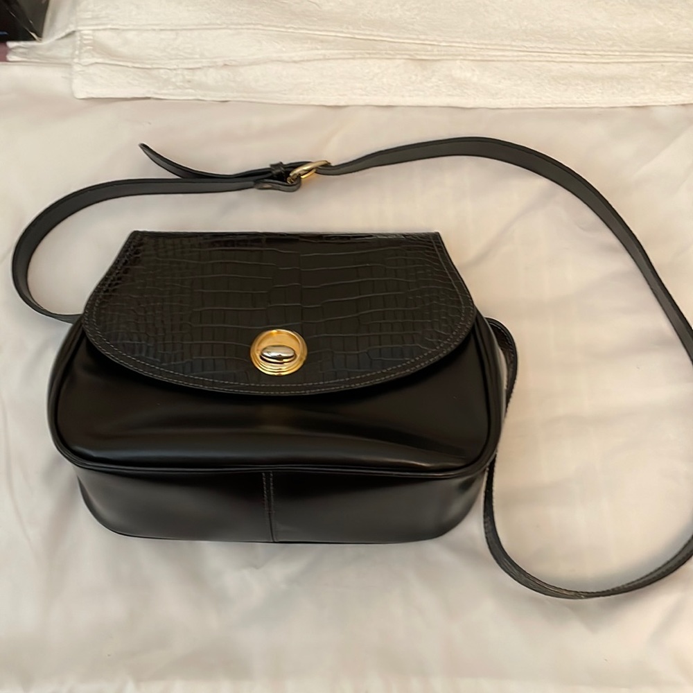 Luana Italy  black womens bag with long adjustable strap. Excellent condition.